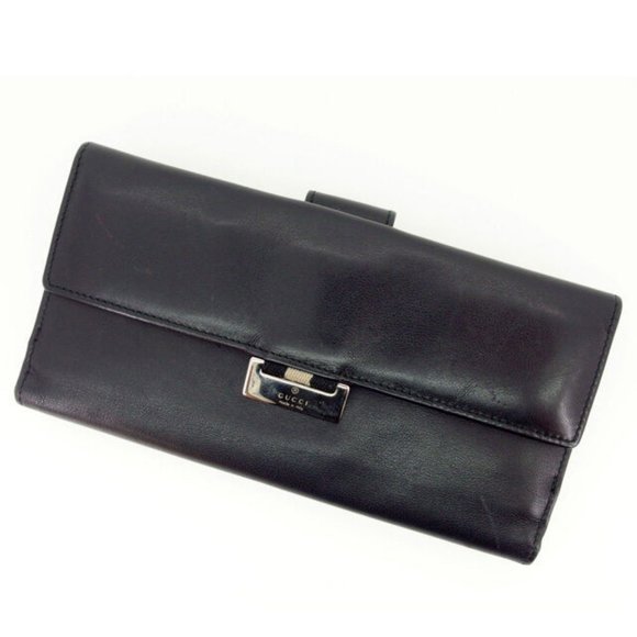 Gucci Wallet Purse Long Wallet Black Woman Authentic Used - Picture 1 of 5